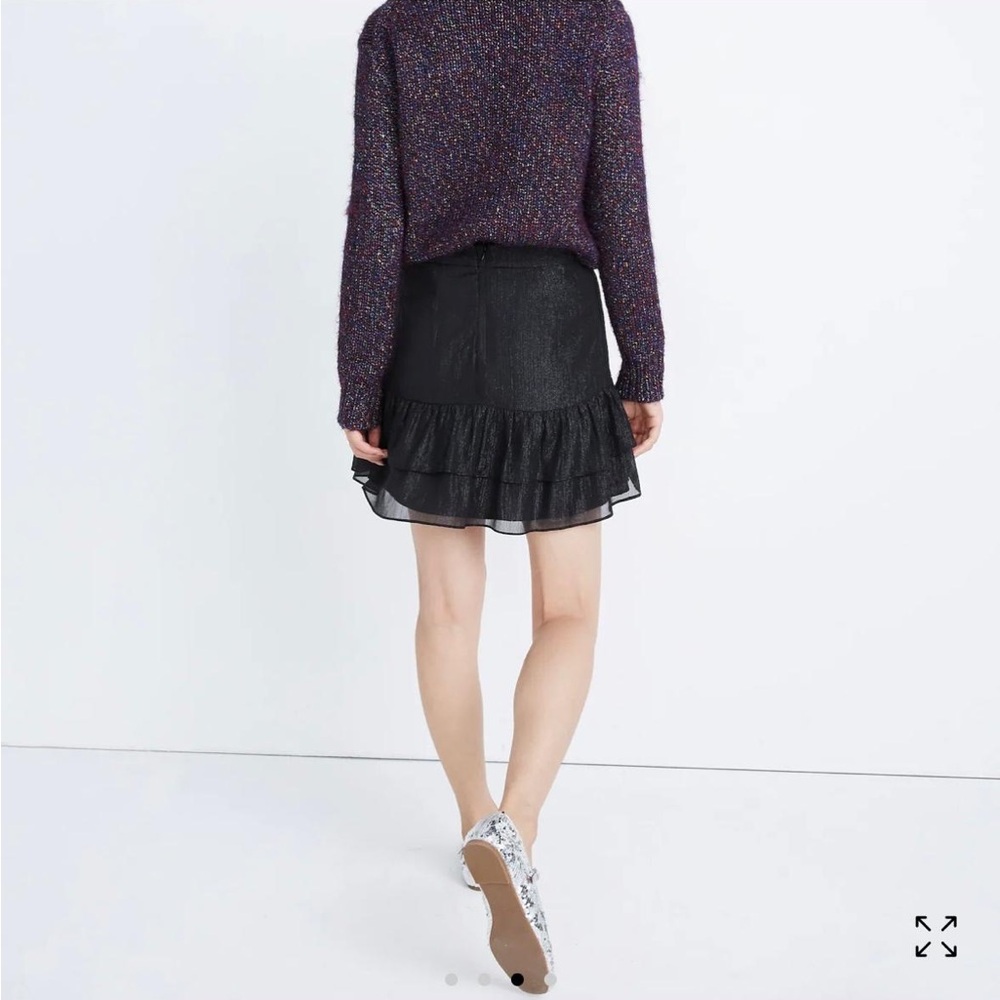 Madewell Black Ruffled Skater Mini Skirt - Picture 2 of 6